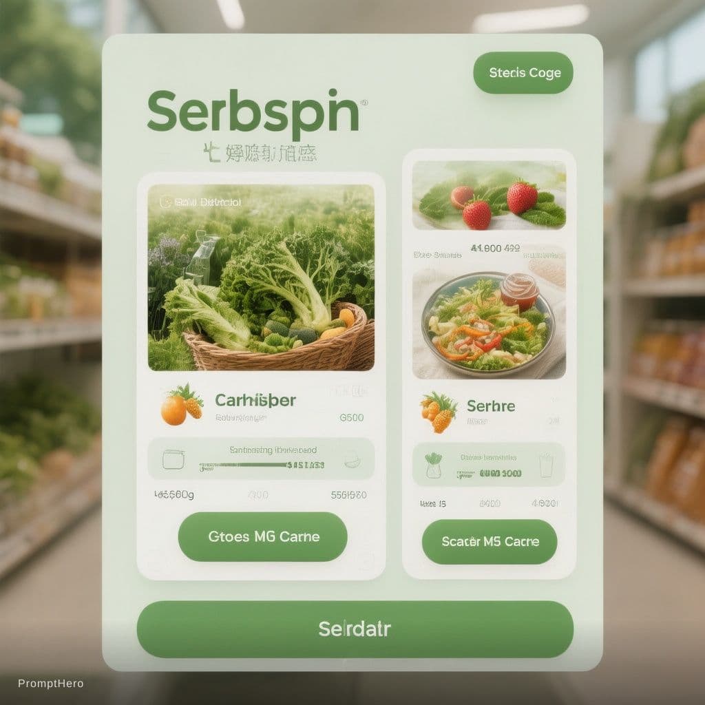 AI generated: Create a clean UI design for a smart grocery shopping website.
Include product cards, grocery images...