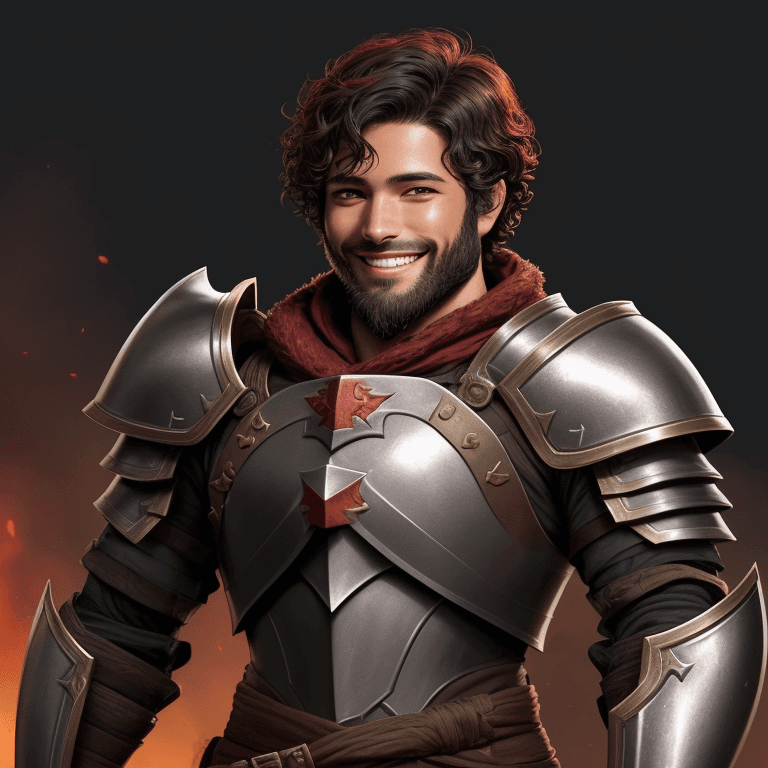 AI generated: profile picture, D&D character, including head and shoulders, a male ranger, very short curly black ...