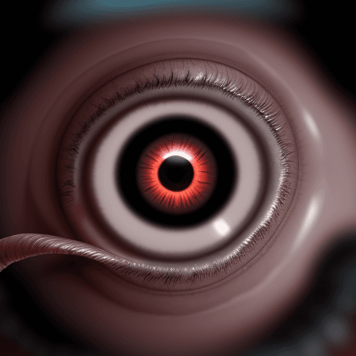 AI generated: parasite going out an eye of a man