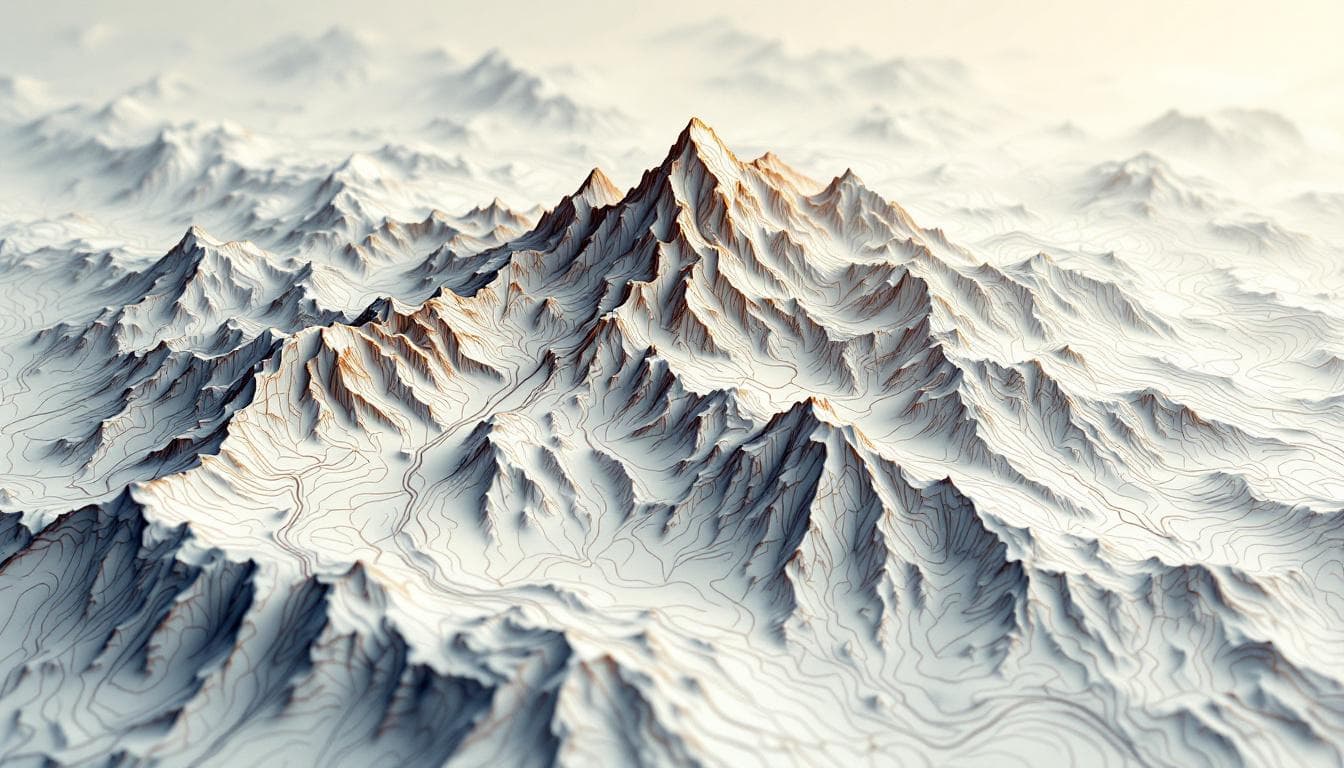 AI generated: Topographic map illustration — smooth contour lines,  high-resolution linework