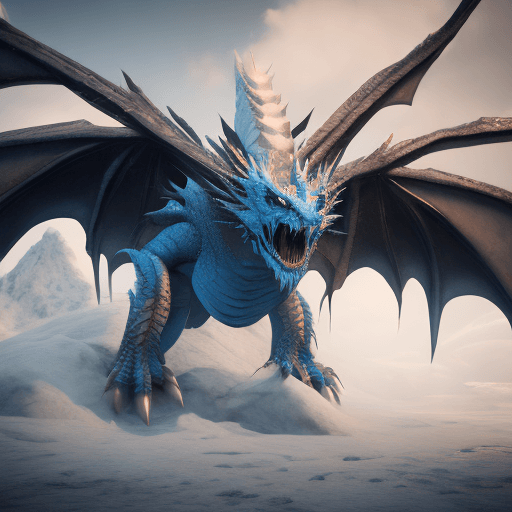 AI generated: Ice Dragon, big wings, full body, octane render, trending on artstation,t symmetrical artwork. cinem...