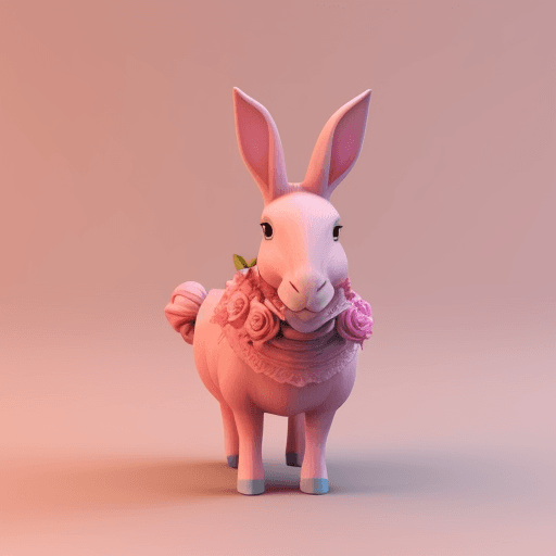 AI generated: un conejo color rosa con un caballo rosado 3d