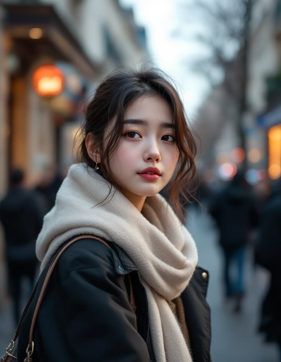 AI generated: ultra-realistic photo of a cute Korean girl, 17-years-old, shot on a Ieica m7, full-body, on the str...