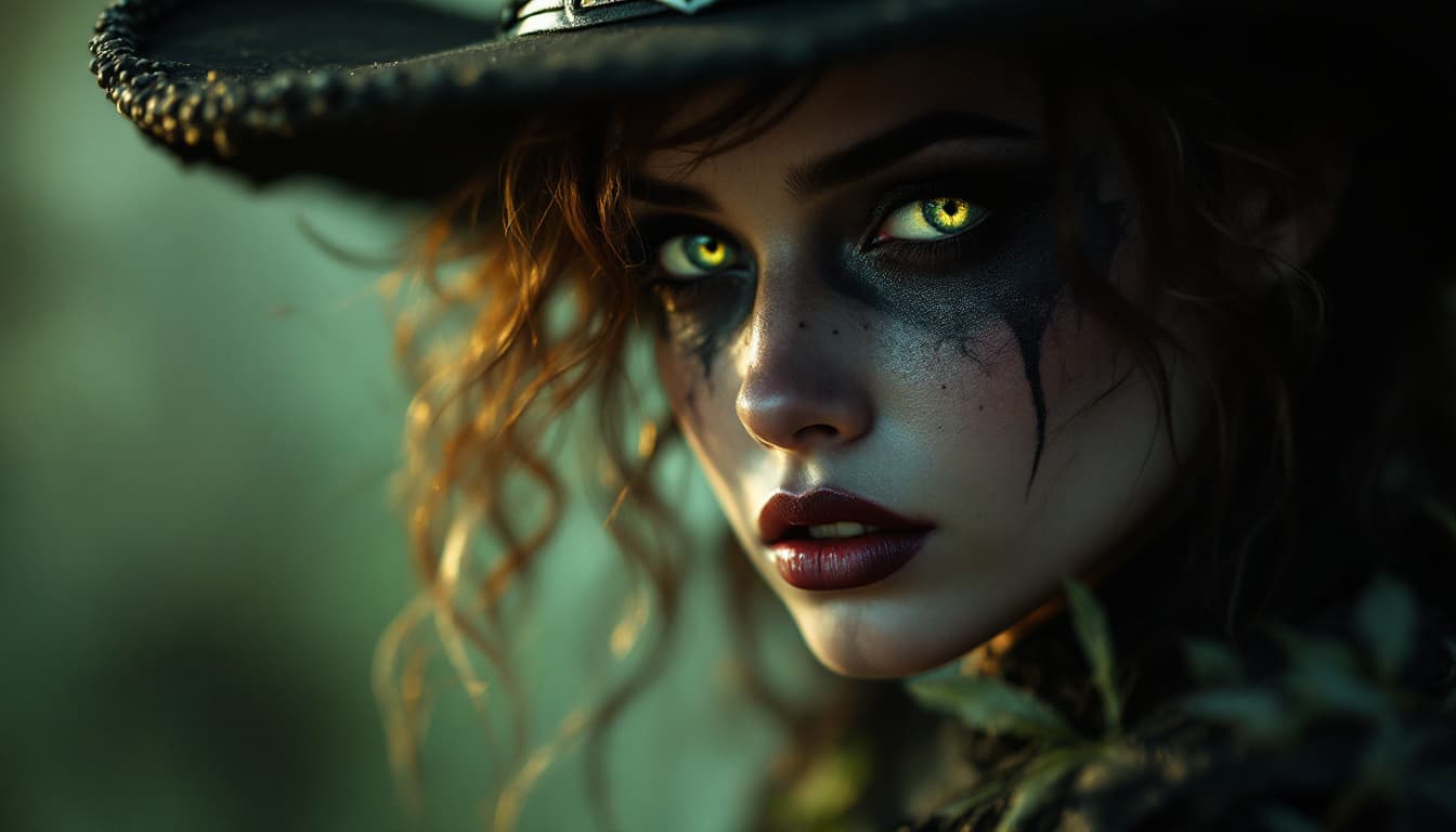 AI generated: Crie um retrato fotorrealista de uma mulher com maquiagem escura e arte de maquiagem, ambientado em ...