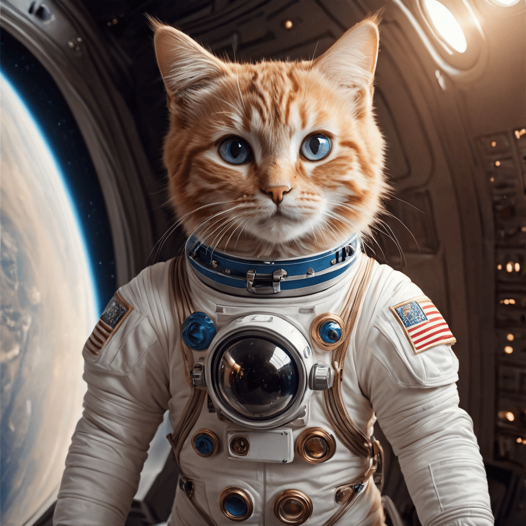 AI generated: Ralistic, ((Masterpiece, best quality)), cute cat in astronaut suite space, Ultra-High-Definition, (...