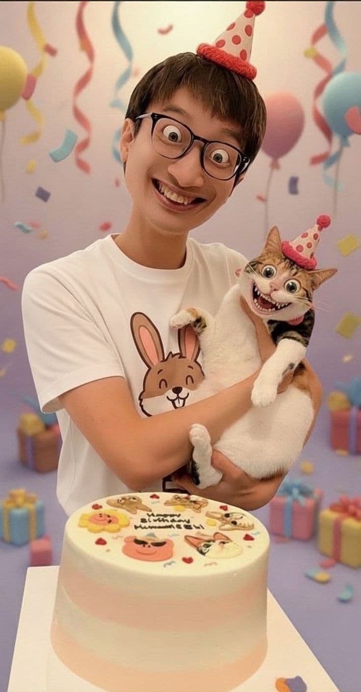 AI generated: change the shirt to a cartoon feel T shirt with a brown rabbit
