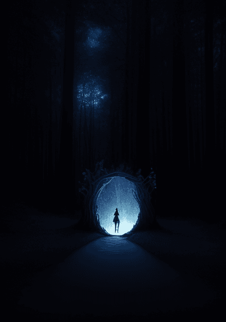 AI generated: Envision a tranquil, mystical forest at dusk. A hidden portal to a realm of forgotten myths awaits. ...