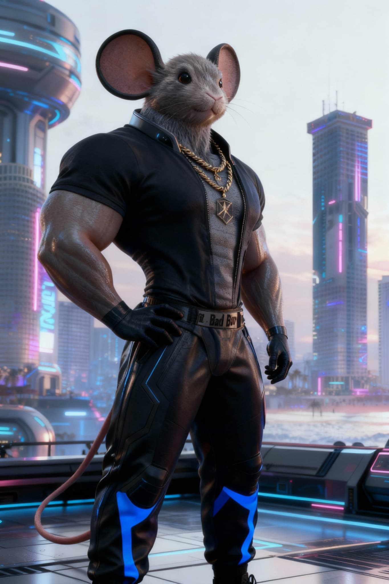 AI generated: Make Mickke... Omar, the Mouse from Rock & Rule. No Tail. Unreal Engine 5: Ultra-realistic. Remove b...