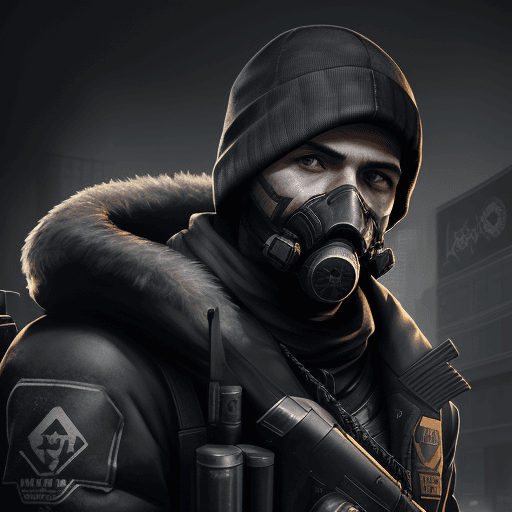 AI generated: portrait a man inspired by the Pc game "the Division ", portrait a man with black armor (no flag atr...