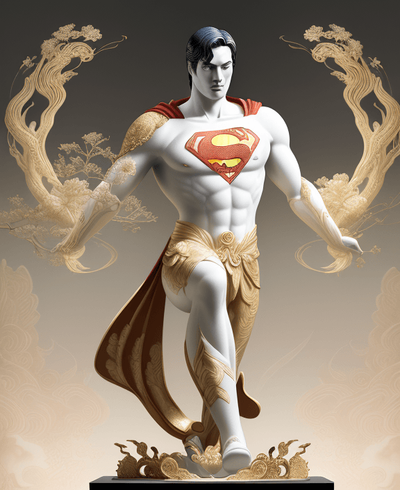 AI generated: pretty and coquettish sUPERMAN, Tradition Chinese Ink Painting, tiger, low angle view, octane render...
