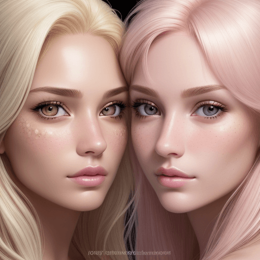 AI generated: best quality, ultra detailed, detailed face, detailed skin, two women, white women, beautiful brown ...