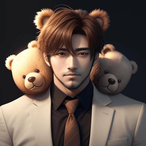 AI generated: A very handsome anime mesmerizing male teddy bear 
