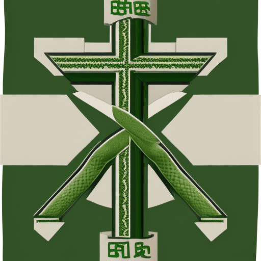 AI generated: logo with green cross, three towers and a snake