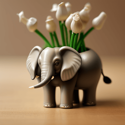 AI generated: elephant made from garlic bulb