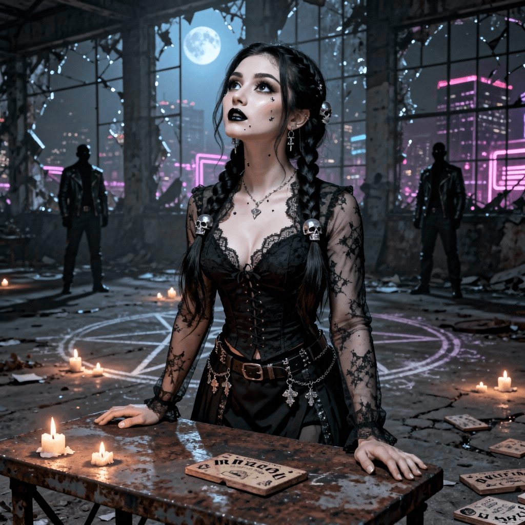 AI generated: cinematic 8k dark fantasy masterpiece, moody volumetric lighting with cold blue moonlight and faint ...