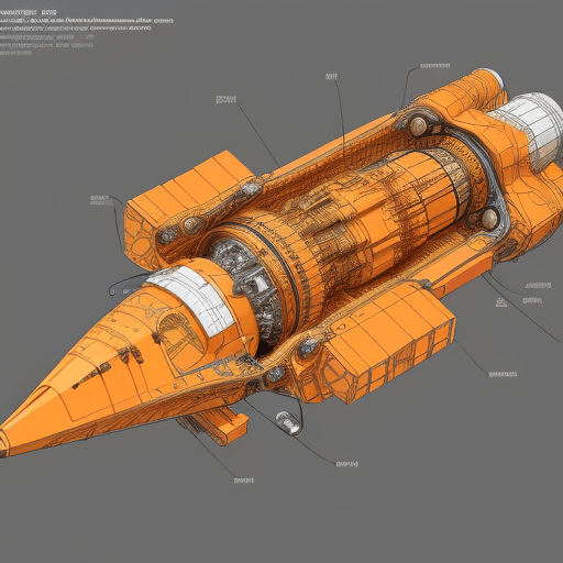 AI generated: Produce a detailed technical illustration of a spacecraft, showcasing a cutaway design that reveals ...