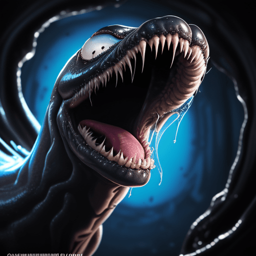 AI generated: a close up of a venom with its mouth open, film key art, by Charles Fremont Conner, full image, clea...