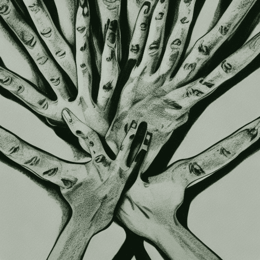 AI generated: hands with branches, green color