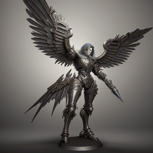 AI generated: Photo of a ultra realistic dnd war-forged with mechanical wings 