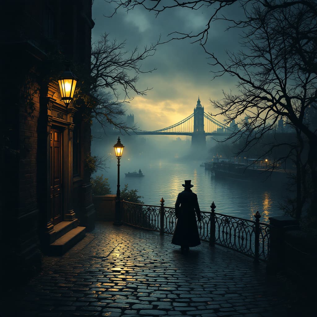 AI generated: create a comic-style depiction of Victorian-era suspense, blending bold illustrative techniques with...