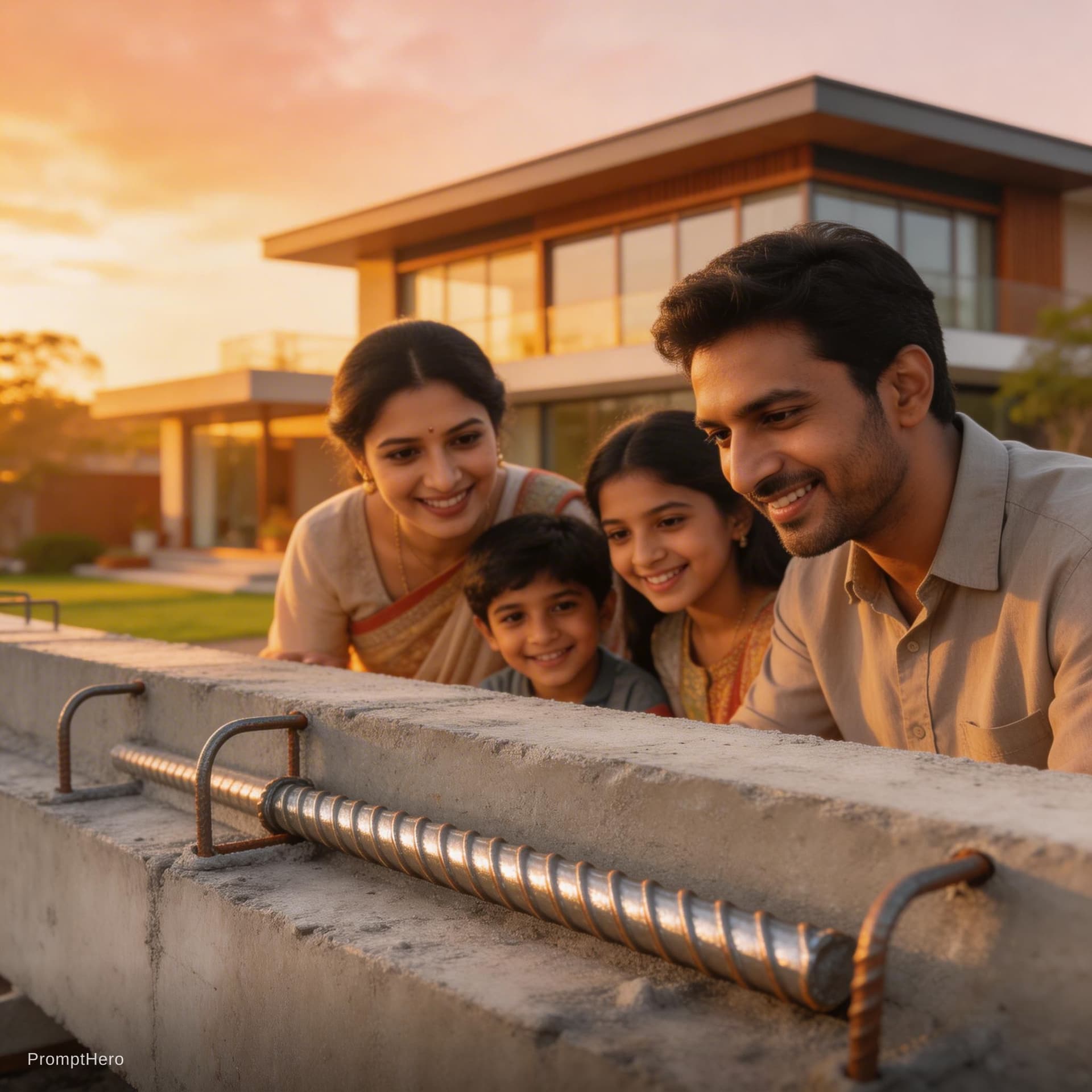 AI generated: "A cinematic, high-quality advertising photography shot. In the background, a luxurious modern villa...