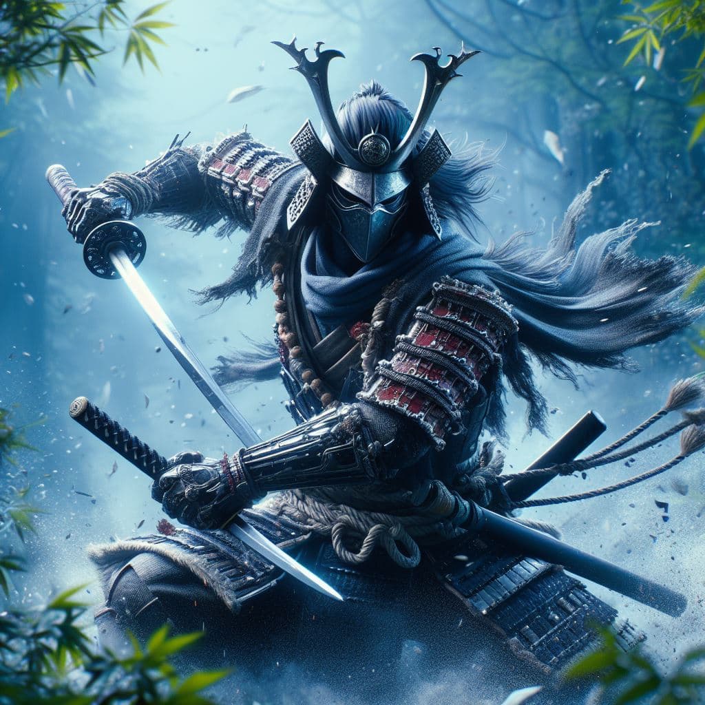 AI generated: an extraordinary 3D scene featuring Isshin Ashina from Sekiro: Shadows Die Twice. Immerse Isshin in ...