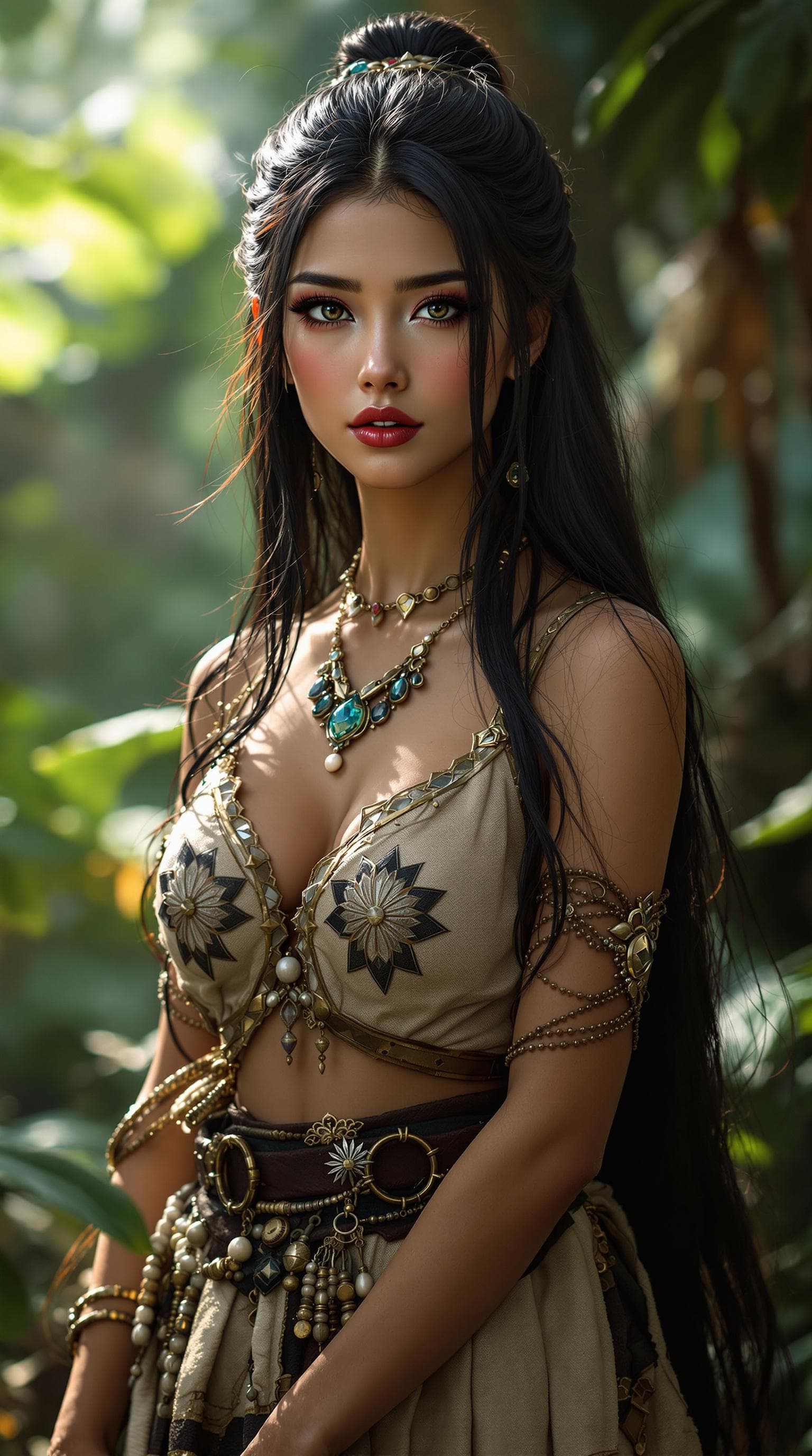AI generated: a professional photo of a exceptionally beautiful in the world, Filipinos warrior  (age 20),  in a h...