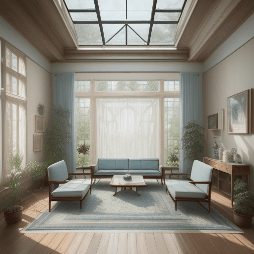 AI generated: High resolution photography interior design, dreamy sunken living room conversation pit, wooden floo...
