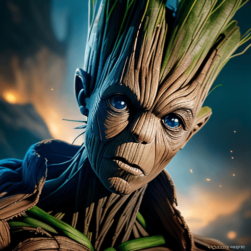 AI generated: Groot is a comic book character published by Marvel Comics, from Guardians of the Galaxy, hyperdetai...