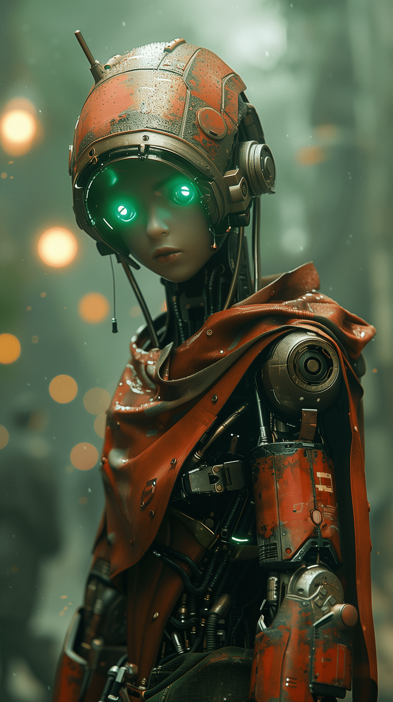 AI generated: rendering, front view, upper body, hi-tech and strange body with complex system equipment with detai...