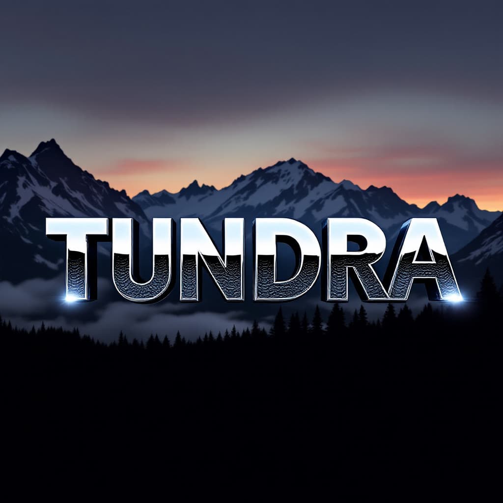 AI generated: The word "TUNDRA" is designed in a bold, dynamic font that reflects the speed, power, and sleekness ...