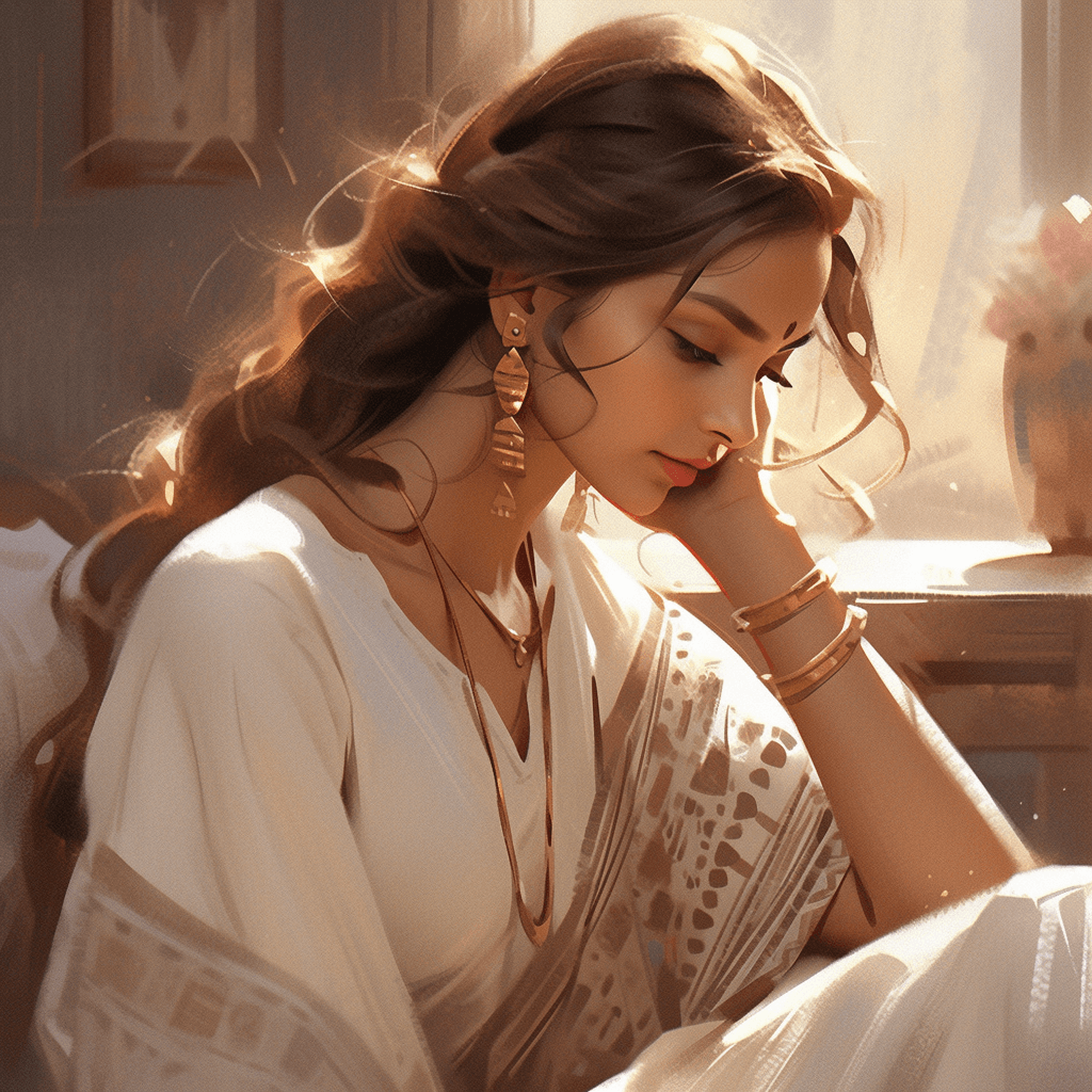 AI generated: hd image of deepika padukone, in the style of classical realism, ancient art, dark white and amber, ...