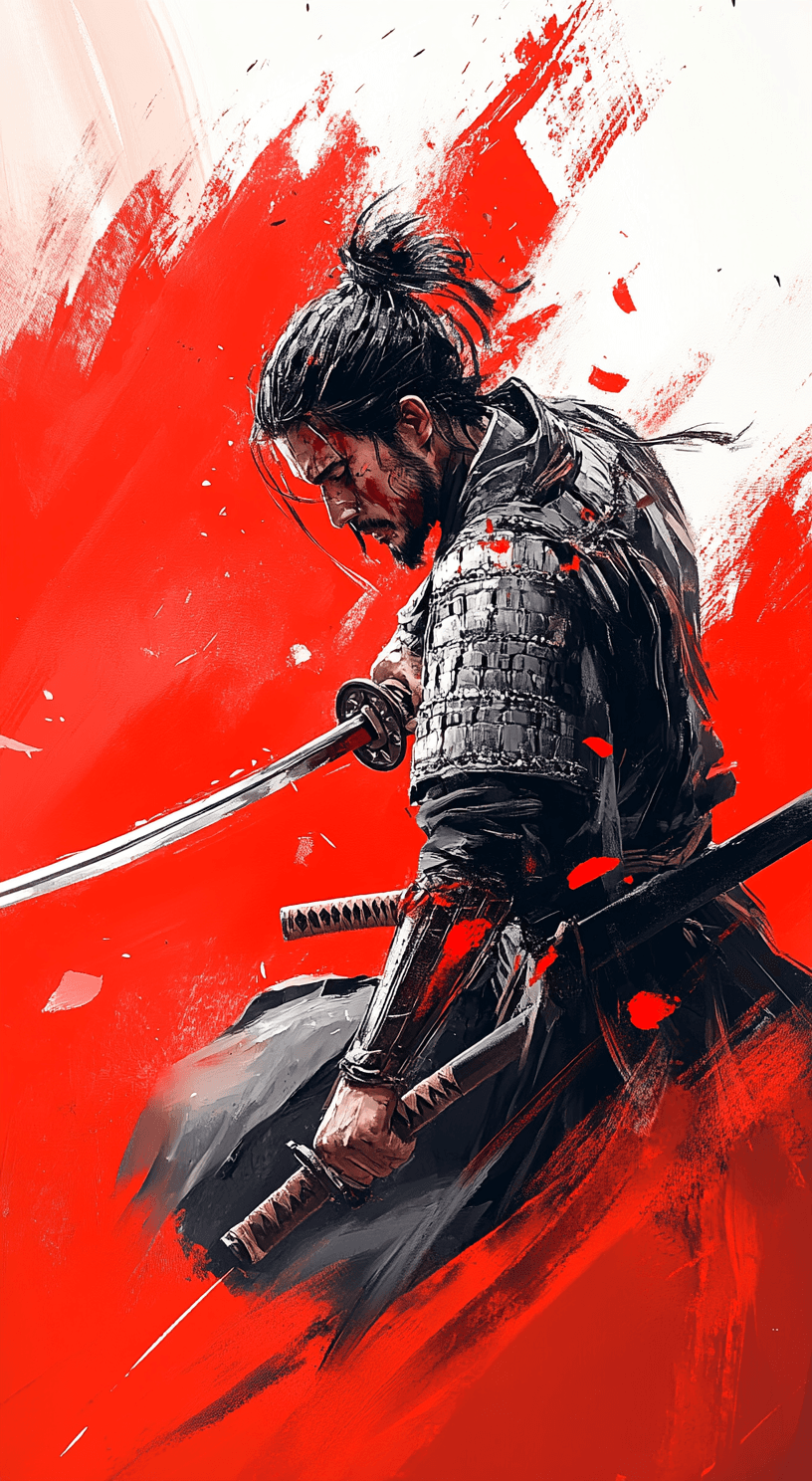 AI generated: Samurai in full armor, concept art in the style of Yoji Shinkawa and Dominik Mayer with vibrant colo...