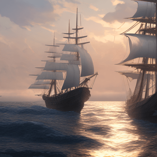 AI generated: Photo of a ultra realistic sailing ship, dramatic light, pale sunrise, cinematic lighting, battered,...