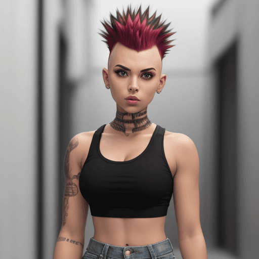 AI generated:  girl with mohawk crop top 