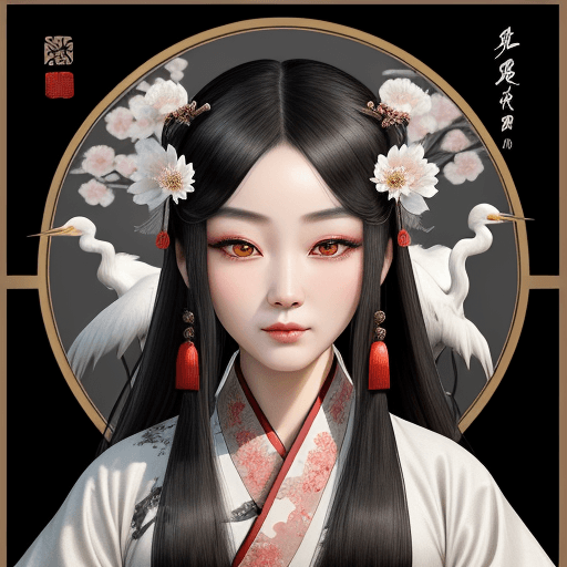 AI generated: an Chinese ink painting style! An ancient Chinese beautywearing a traditional Chinese Hanfu, looking...