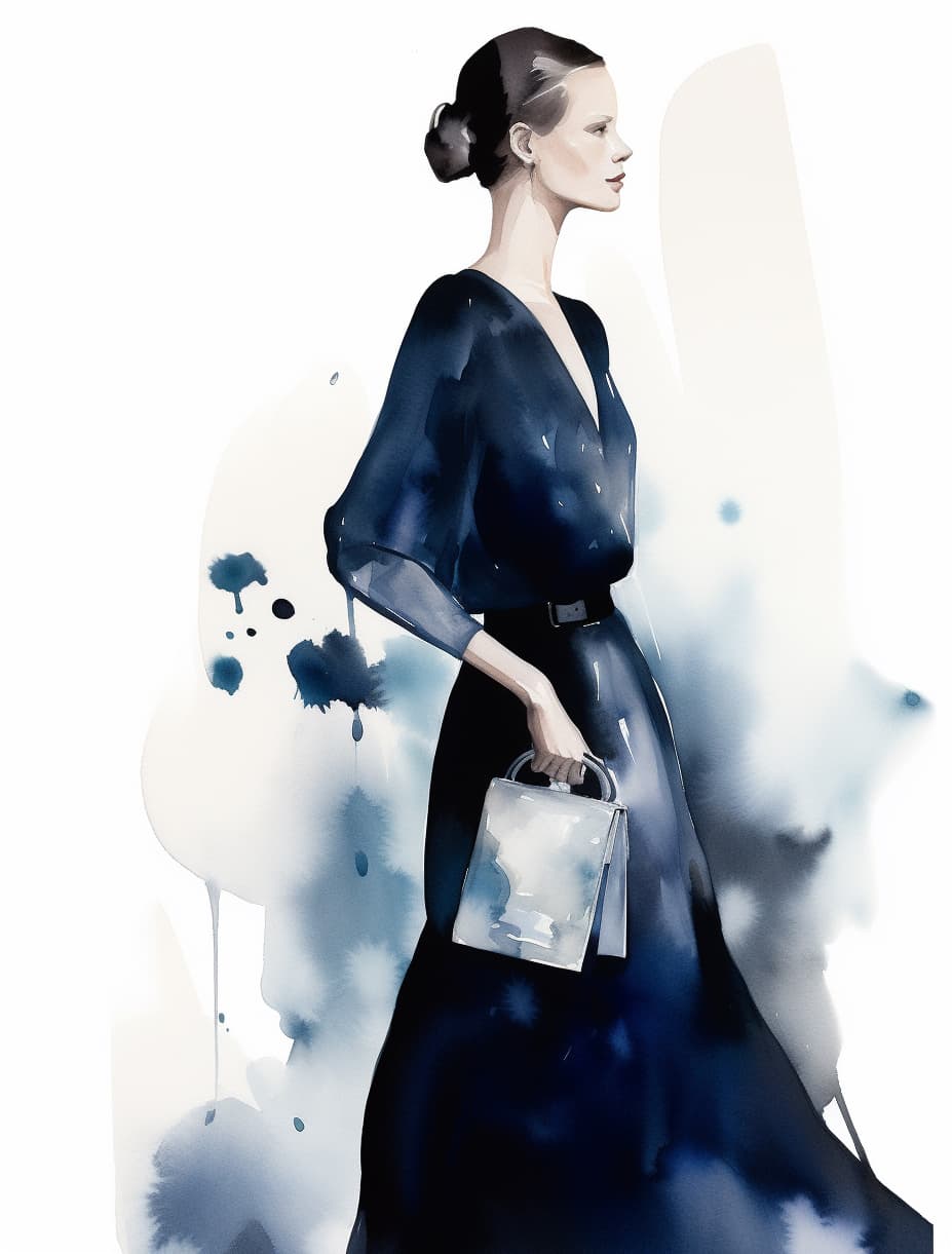 AI generated: a watercolor painting of a woman holding a purse, digital art, by Silvia Pelissero, tumblr, elegant ...