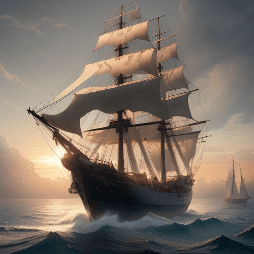 AI generated: Photo of a ultra realistic sailing ship, dramatic light, pale sunrise, cinematic lighting, battered,...