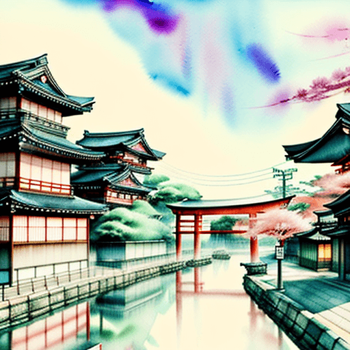 AI generated: dreamy japanese city anime watercolor faded pastel colors