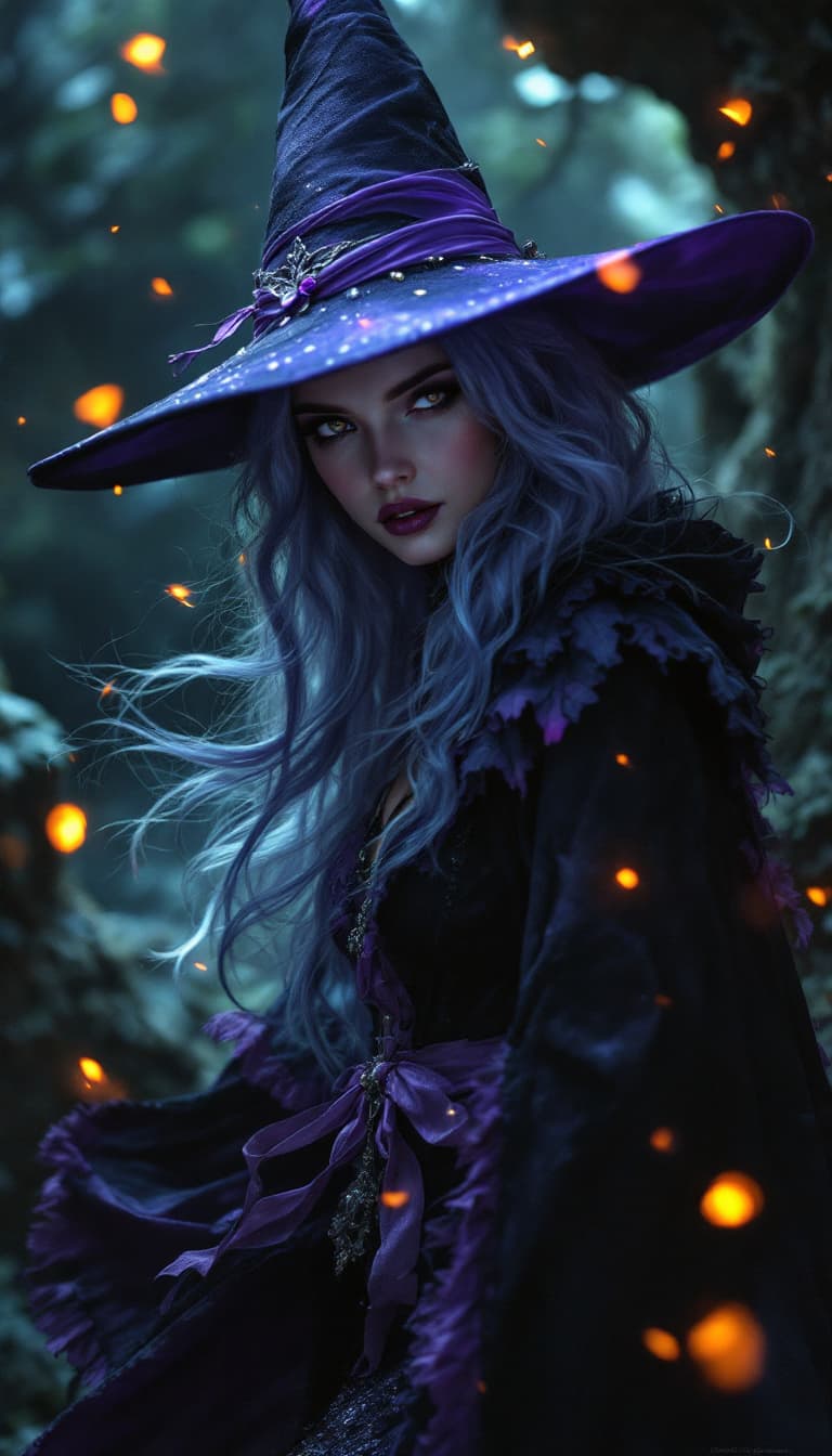 AI generated: beautiful witch, cinematic lighting