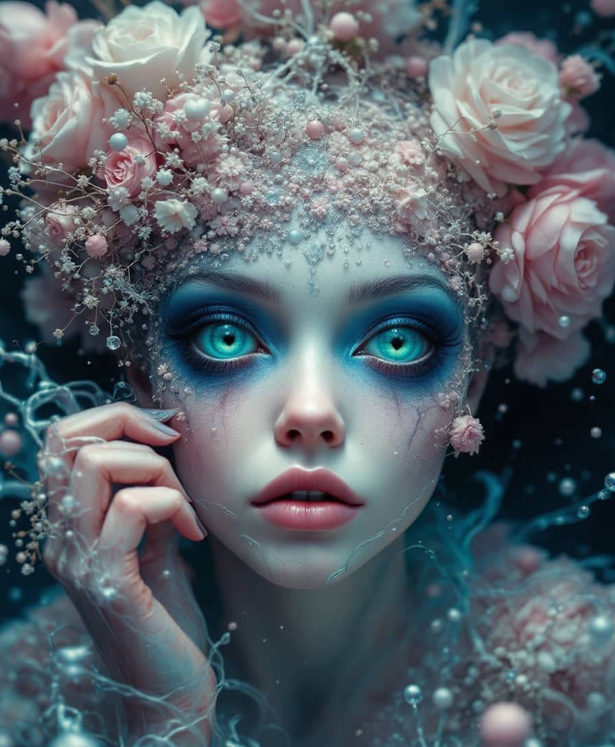 AI generated: Prompt:  Enigmatically surreal scene featuring a hybrid female human, In this artistically rich othe...
