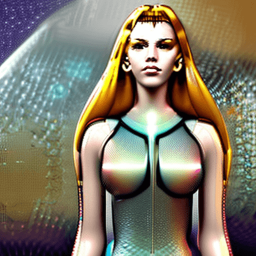 AI generated: digital art images of beautiful with good form woman in futuristic cybernetic armor, beautiful golde...