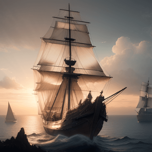 AI generated: Photo of a ultra realistic sailing ship, dramatic light, pale sunrise, cinematic lighting, battered,...
