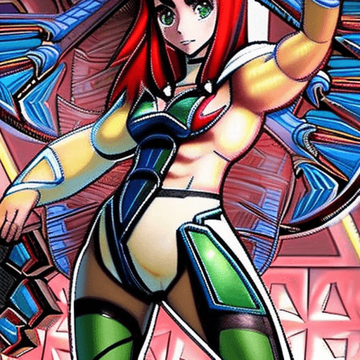 AI generated: an anime art piece of a tall and muscular build laquine lady with some huge breasts and pale skin an...
