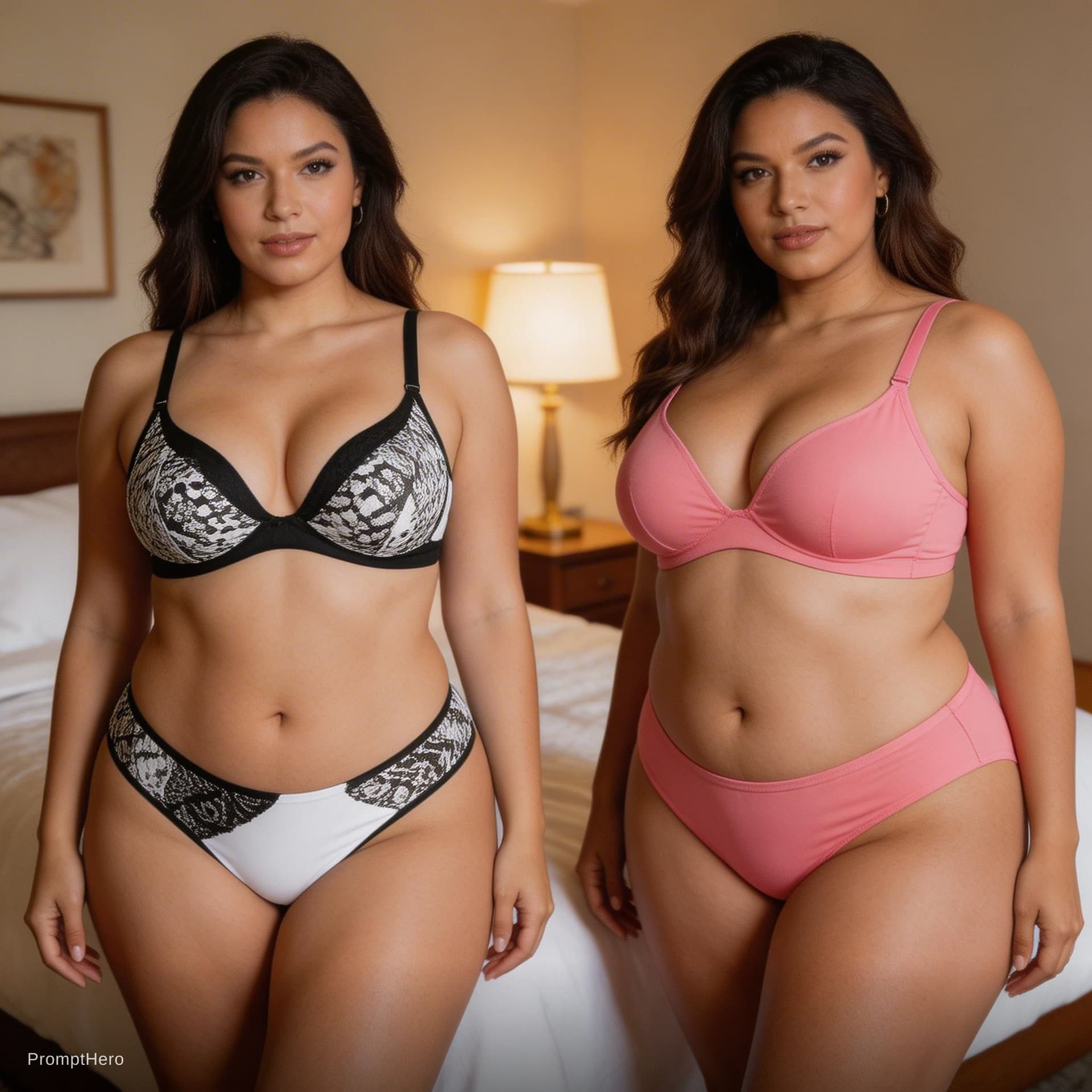 AI generated: The woman wearing a mix colour bra and panty with bust size is 32dd and figure shown as photo and ot...