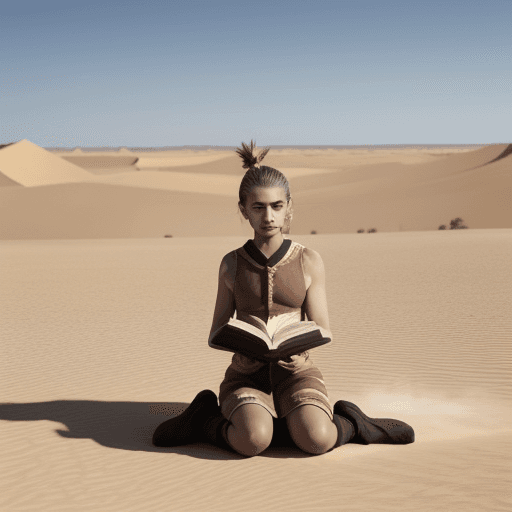 AI generated: bibliotca no deserto