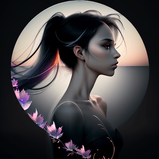 AI generated: Highly conceptual digital art, beautiful double exposure, combining the silhouette of a woman in the...