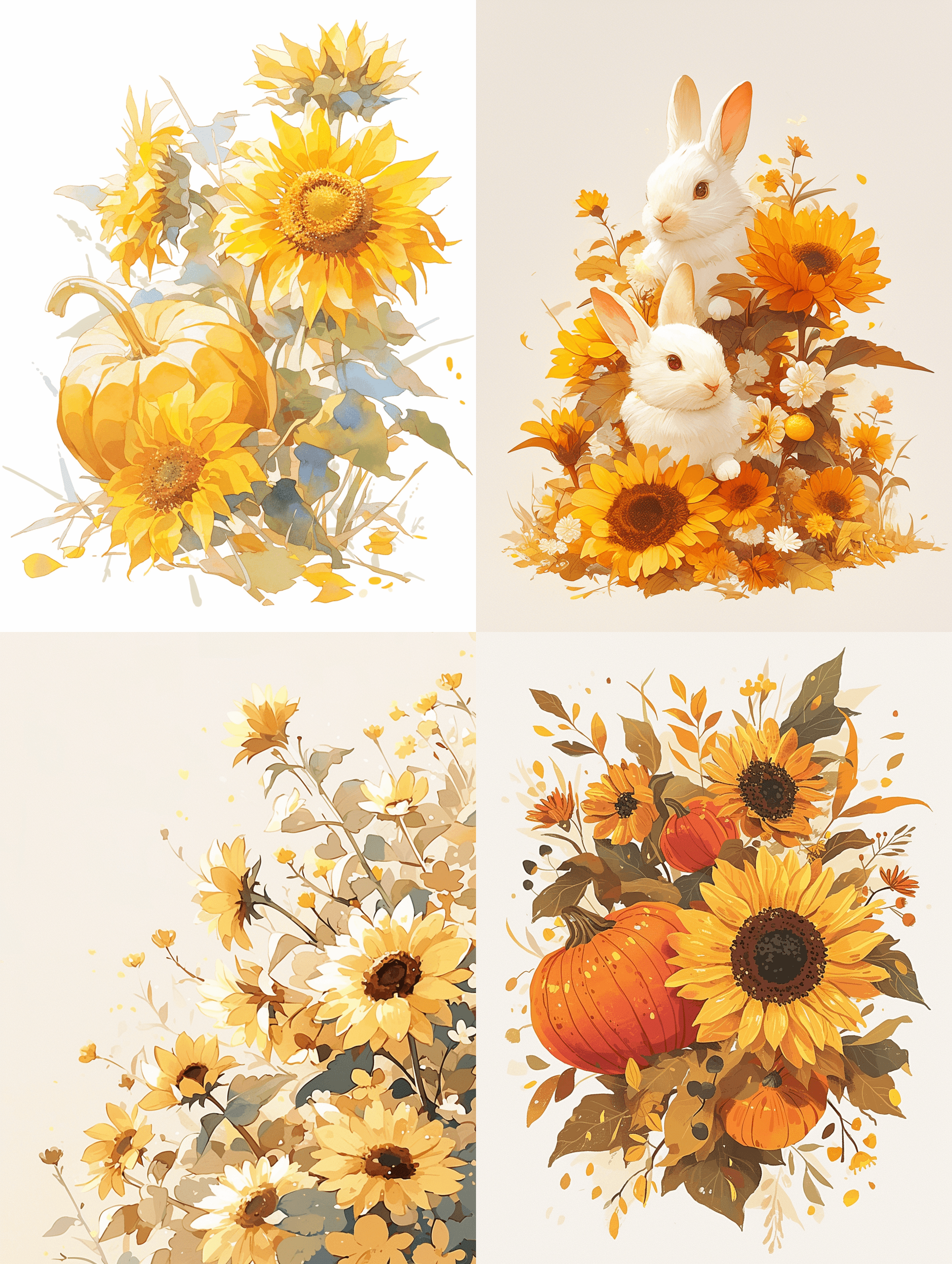AI generated: Basic minimalist design, pastel tones, white background, t-shirt design for spring, pumpkins with su...