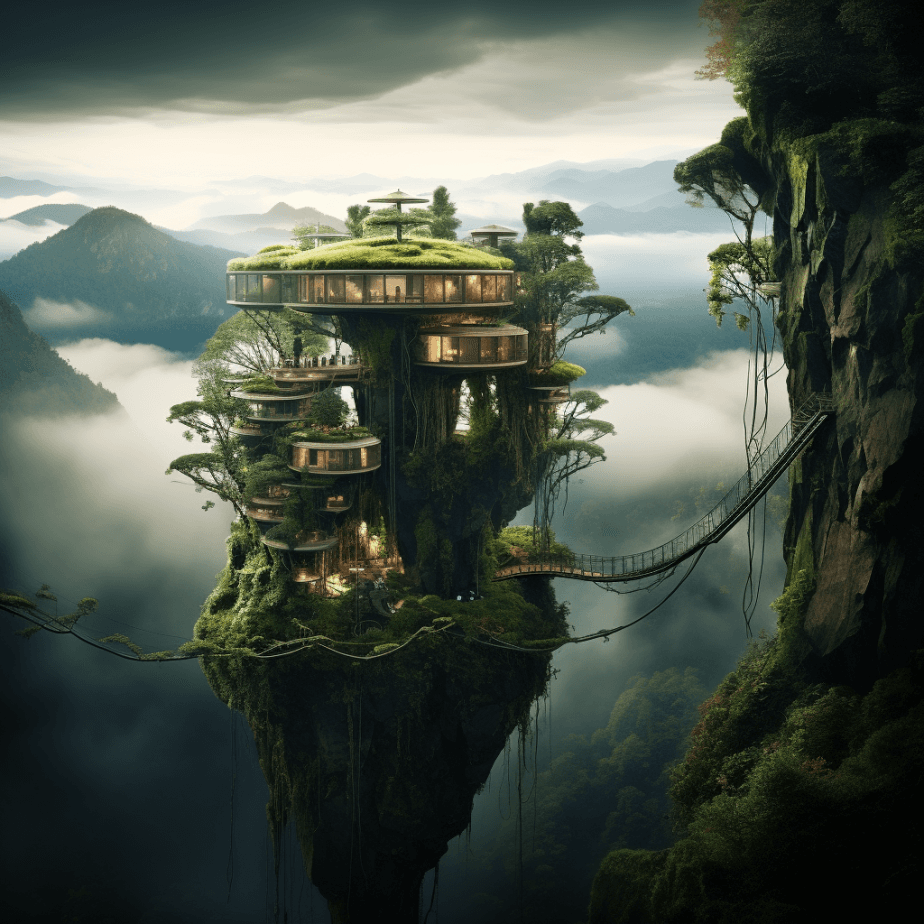 AI generated: the best homes to live by with breathtaking views, in the style of earthy naturalism, melvin sokolsk...