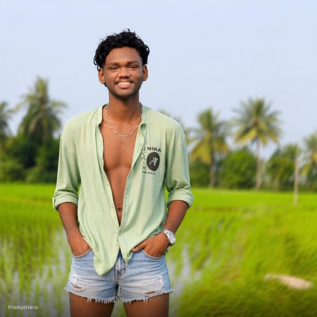 AI generated: plunging neckline shirt, short jean shorts